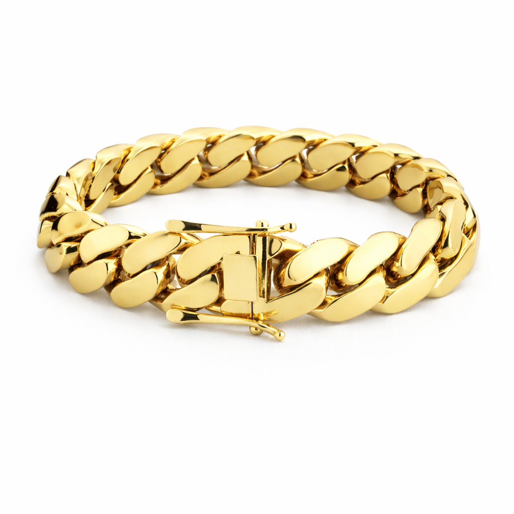 Pulsera Cubana Enchapada en Oro 14K – 20mm