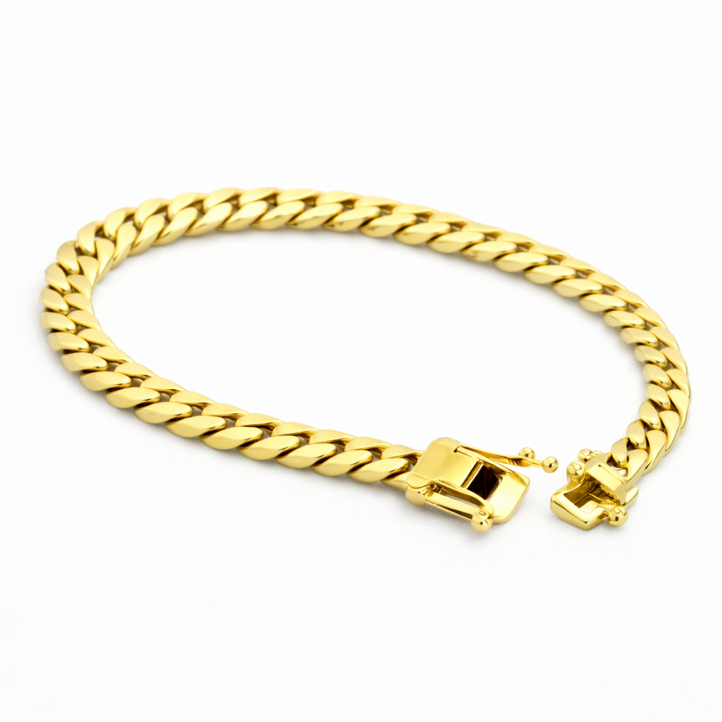 Pulsera Cubana Enchapada en Oro 14K – 10mm