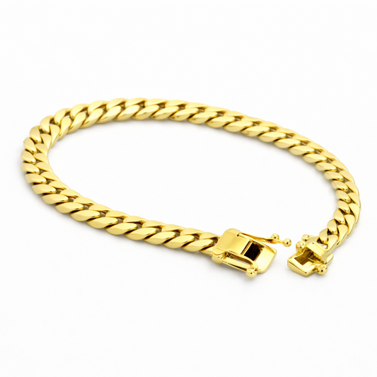Pulsera Cubana Enchapada en Oro 14K – 10mm